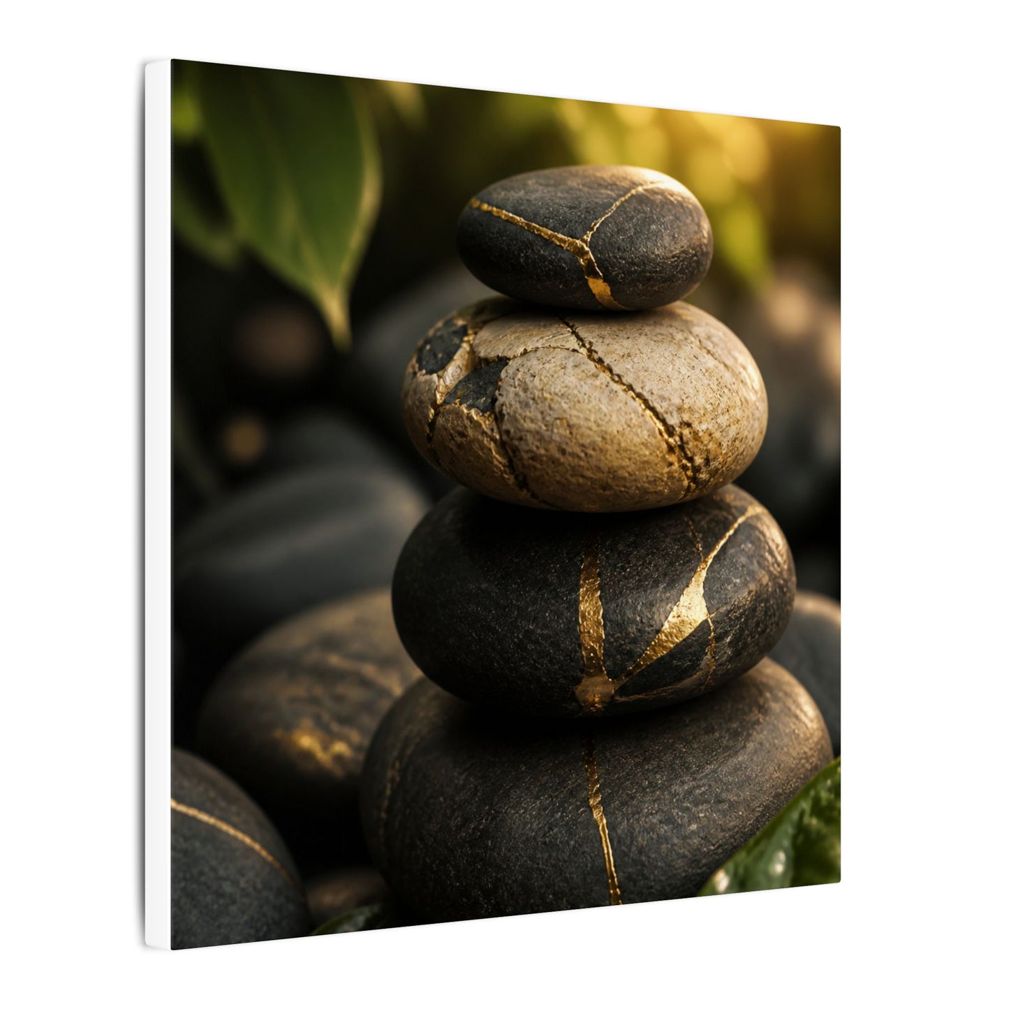 Summer River Stones Broken Beauty Canvas Art | Healing Decor