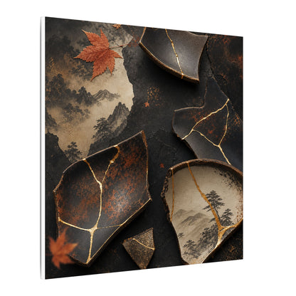 Broken Pottery Gold Vein Canvas Art | Philosophical Kintsugi Art