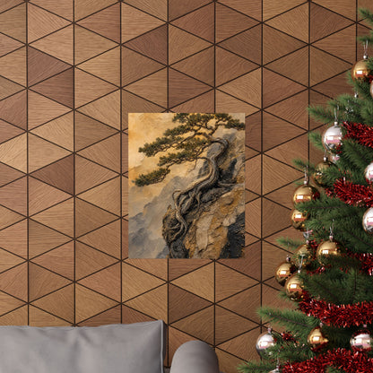 Elegant Pine Tree Wall Art Print - Texture Japandi