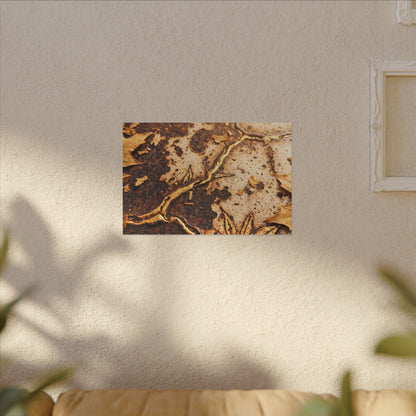 Kintsugi Rust Patina in Golden Hour | Gold Vein Canvas Art