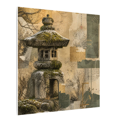 Elegant Stone Lantern Canvas Art - Texture Japandi