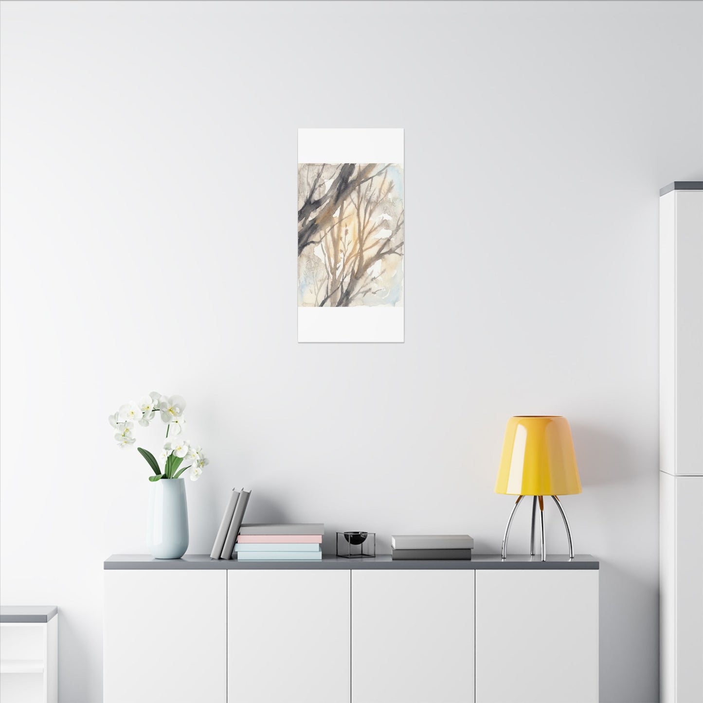 Ma Shadow Play Canvas Art - Japandi Watercolor