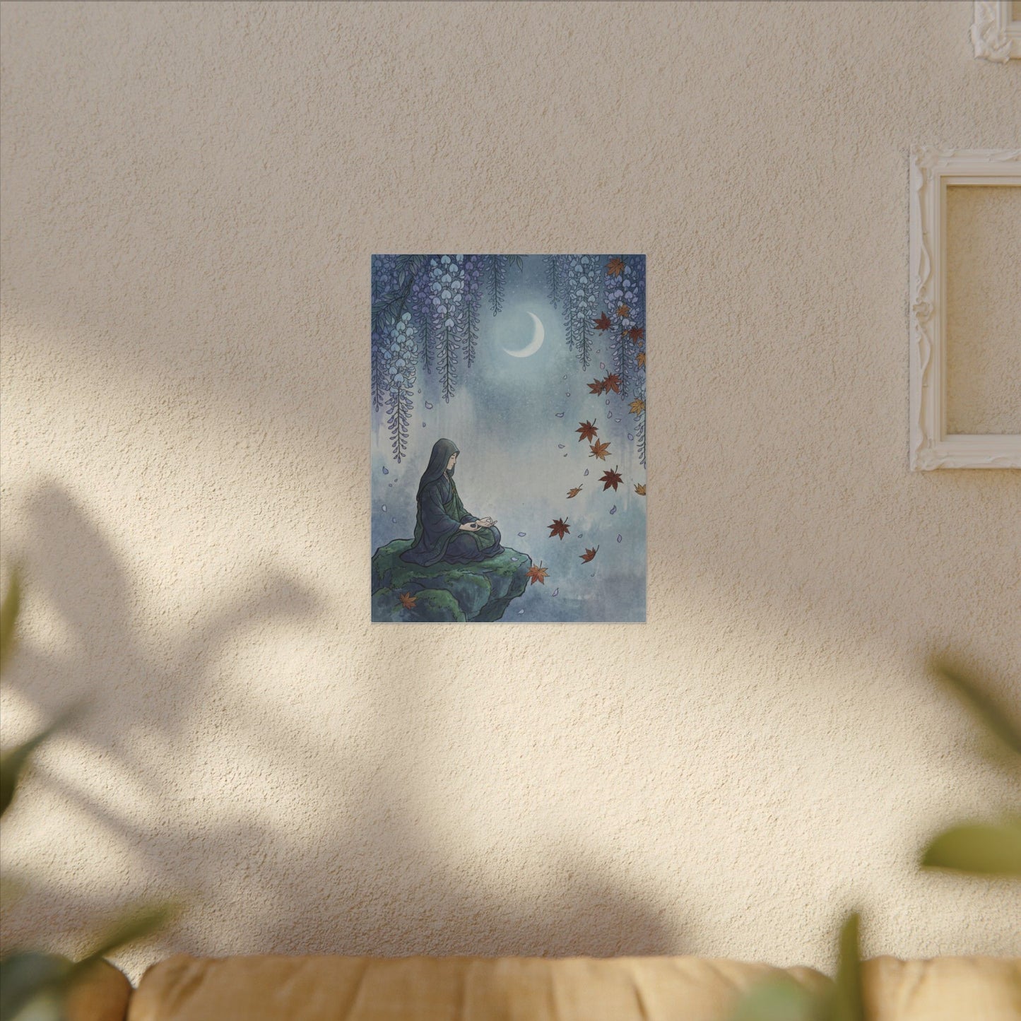 Zen Wisteria in Moonlight | Ukiyo E Inspired Canvas Art
