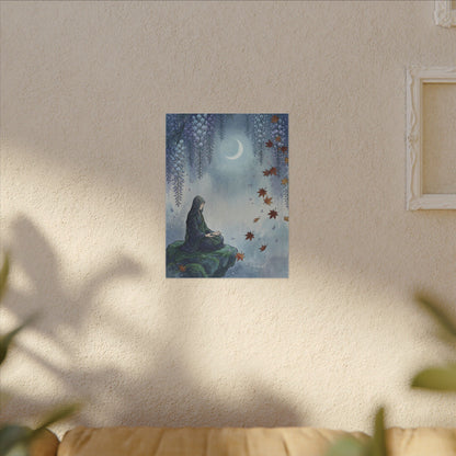 Zen Wisteria in Moonlight | Ukiyo E Inspired Canvas Art