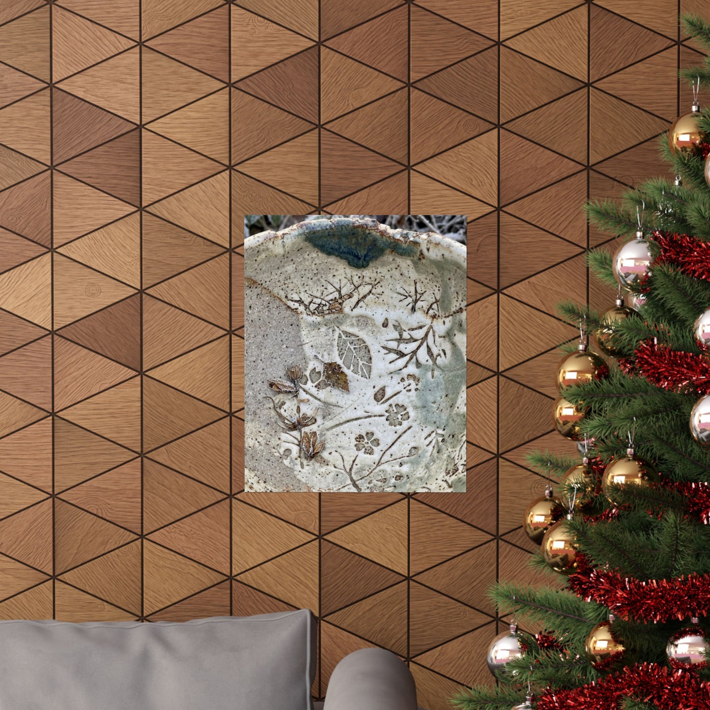 Winter Ceramic Bowl Japanese Pattern Wall Art Print | Earthy Decor