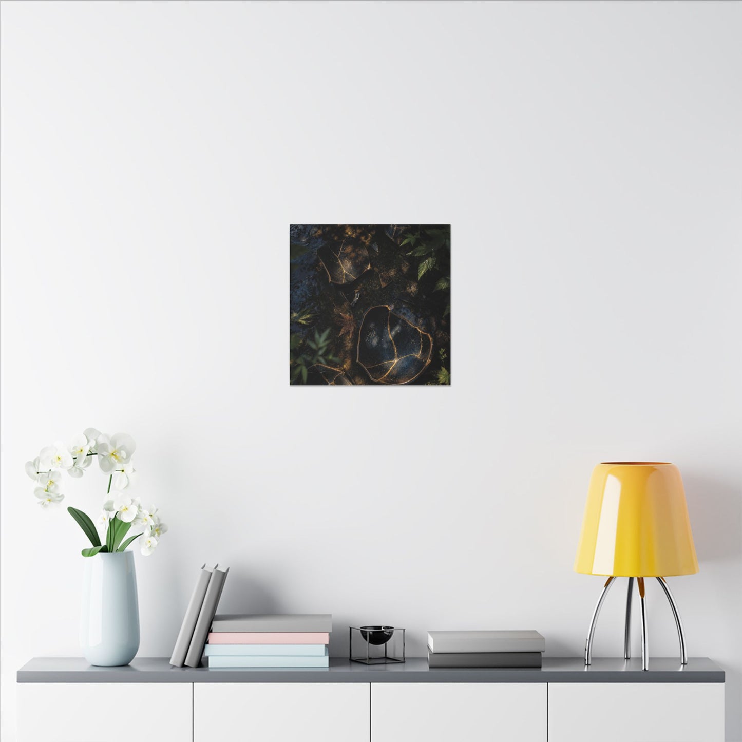 Dark Japandi Broken Pottery in Dappled | Shadow Zen Canvas Art