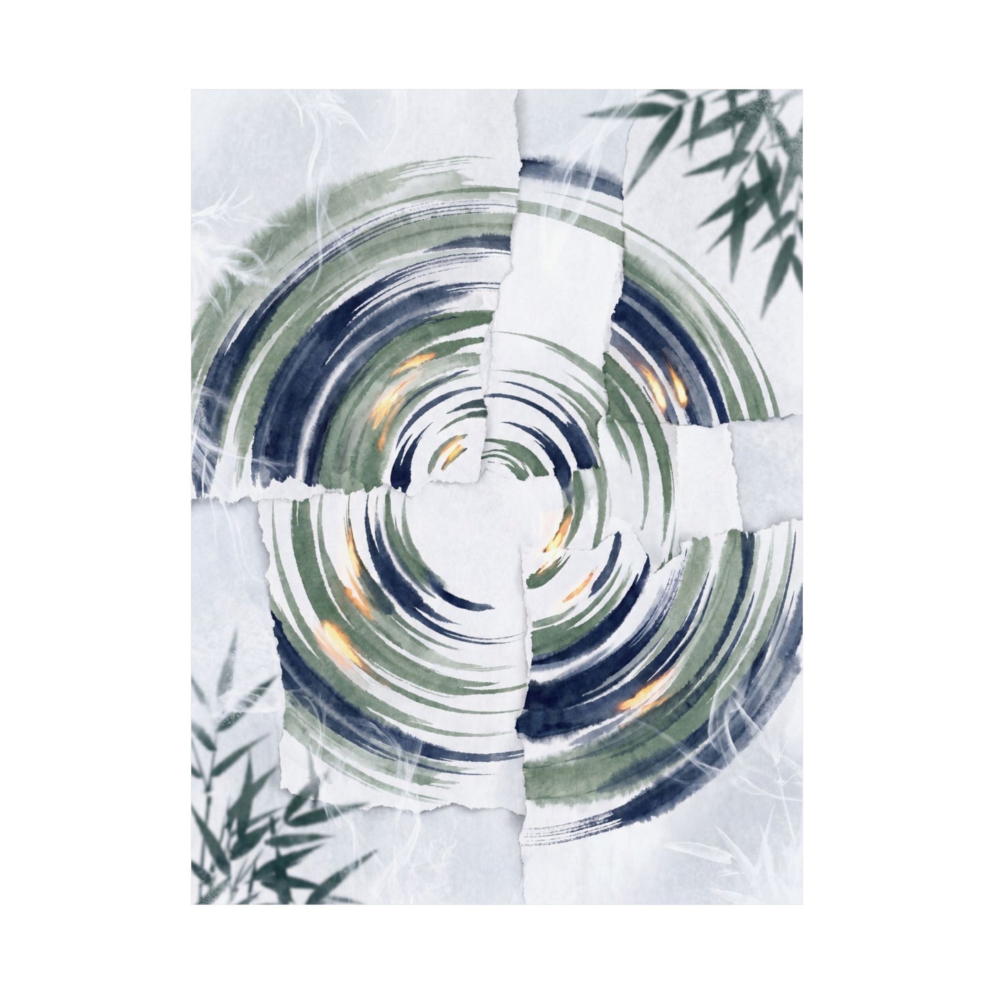 Serene Water Ripple Wall Art Print - Sumi E Zen