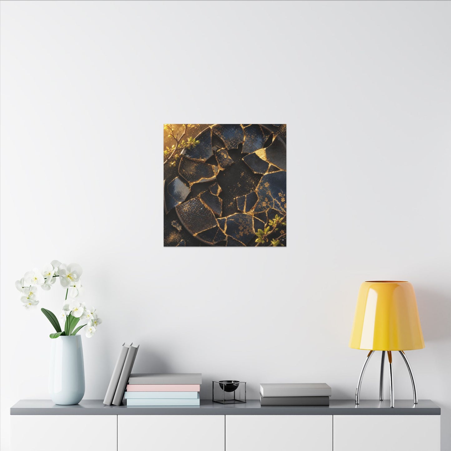 Golden Hour Broken Pottery Canvas Art - Kintsugi Ma