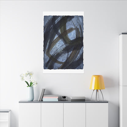 Ink Brushstroke Canvas Art | Winter Dark Japandi Shadow Zen Art