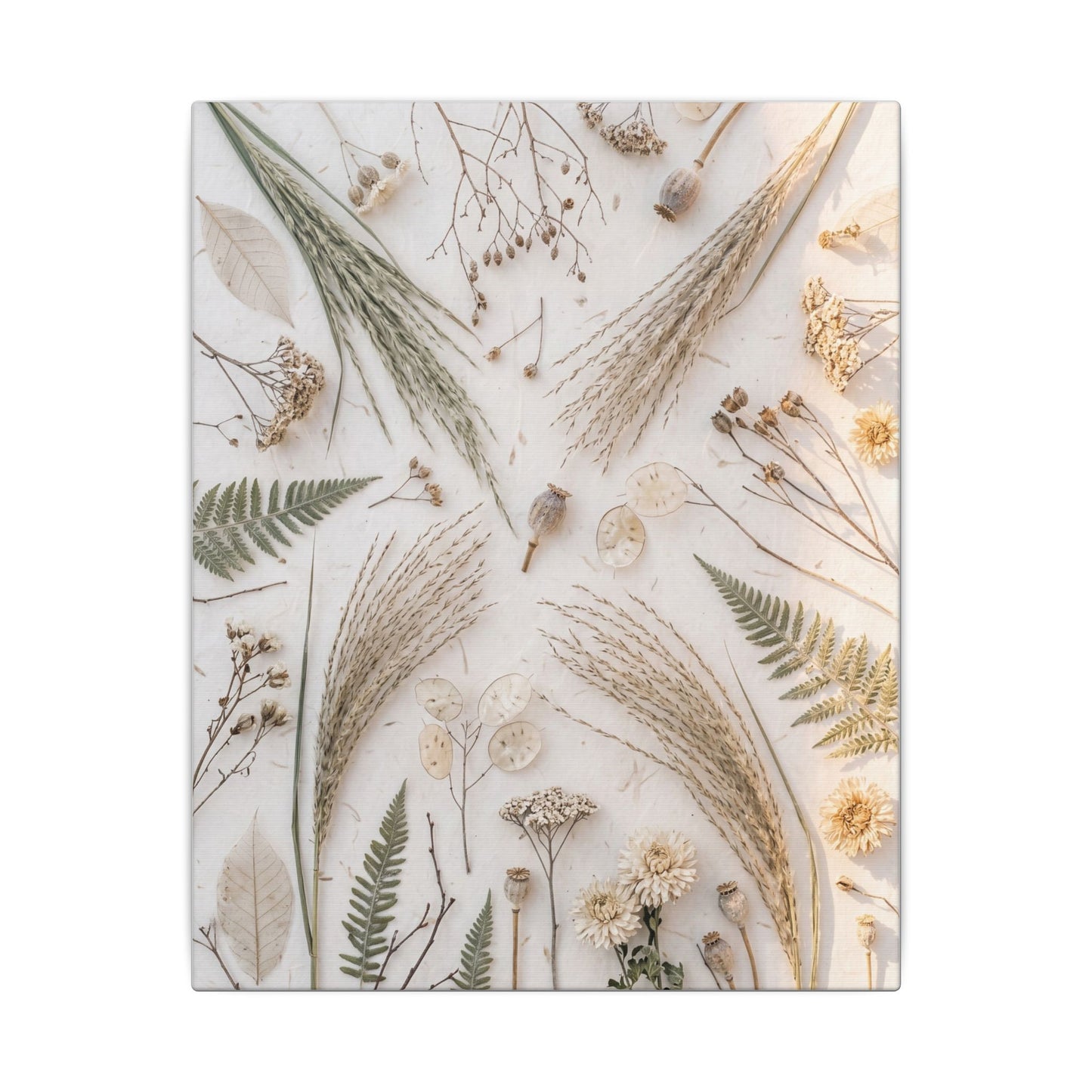 Elegant Dried Flowers Canvas Art - Japanese Pattern Japandi