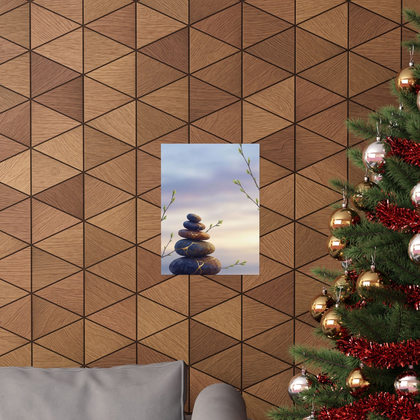 Spring River Stones Gold Vein Wall Art Print | Beautiful Decor