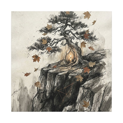 Pine Tree Autumn Canvas Art | Japandi Earthy Design