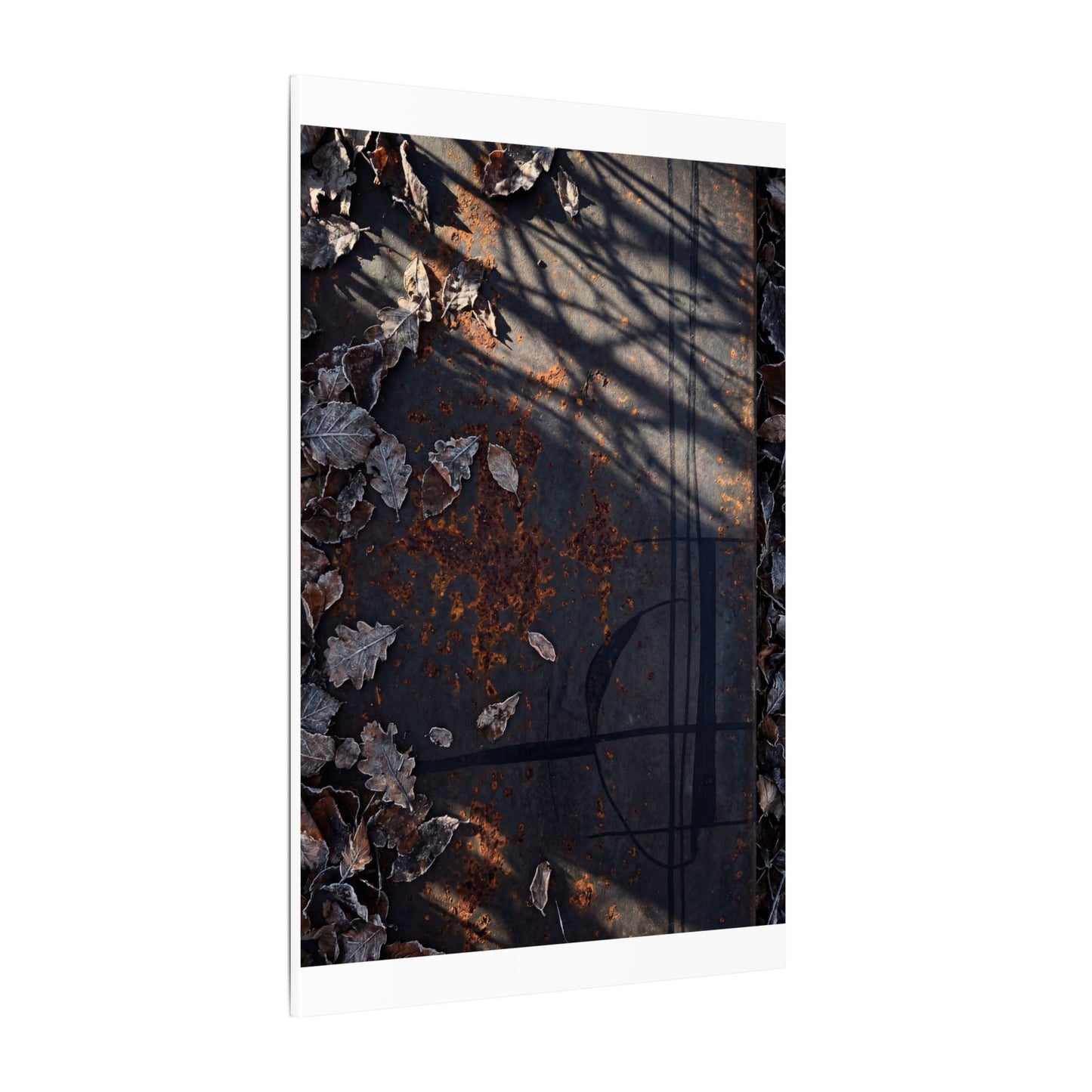 Shibui Rust Patina Canvas Art - Dark Japandi Charcoal Ink