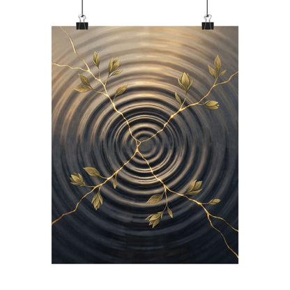 Kanso Water Ripple Wall Art Print - Kintsugi Gold Vein