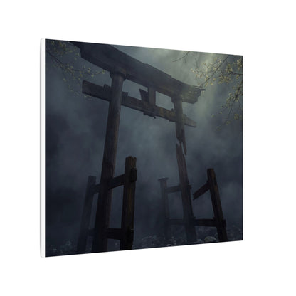 Dark Japandi Torii Gate in Dappled | Moody Minimal Canvas Art