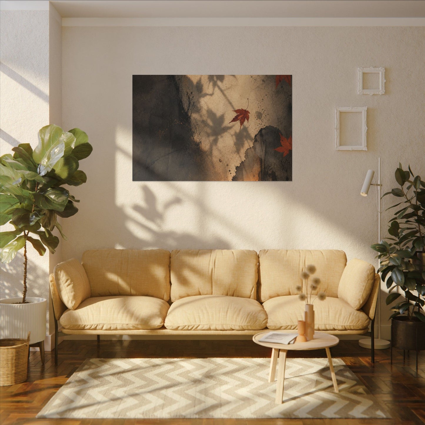 Shadow Play Texture Canvas Art | Neutral Japandi Art