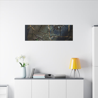 Dark Japandi Cracked Earth in Moonlight | Moody Minimal Canvas Art