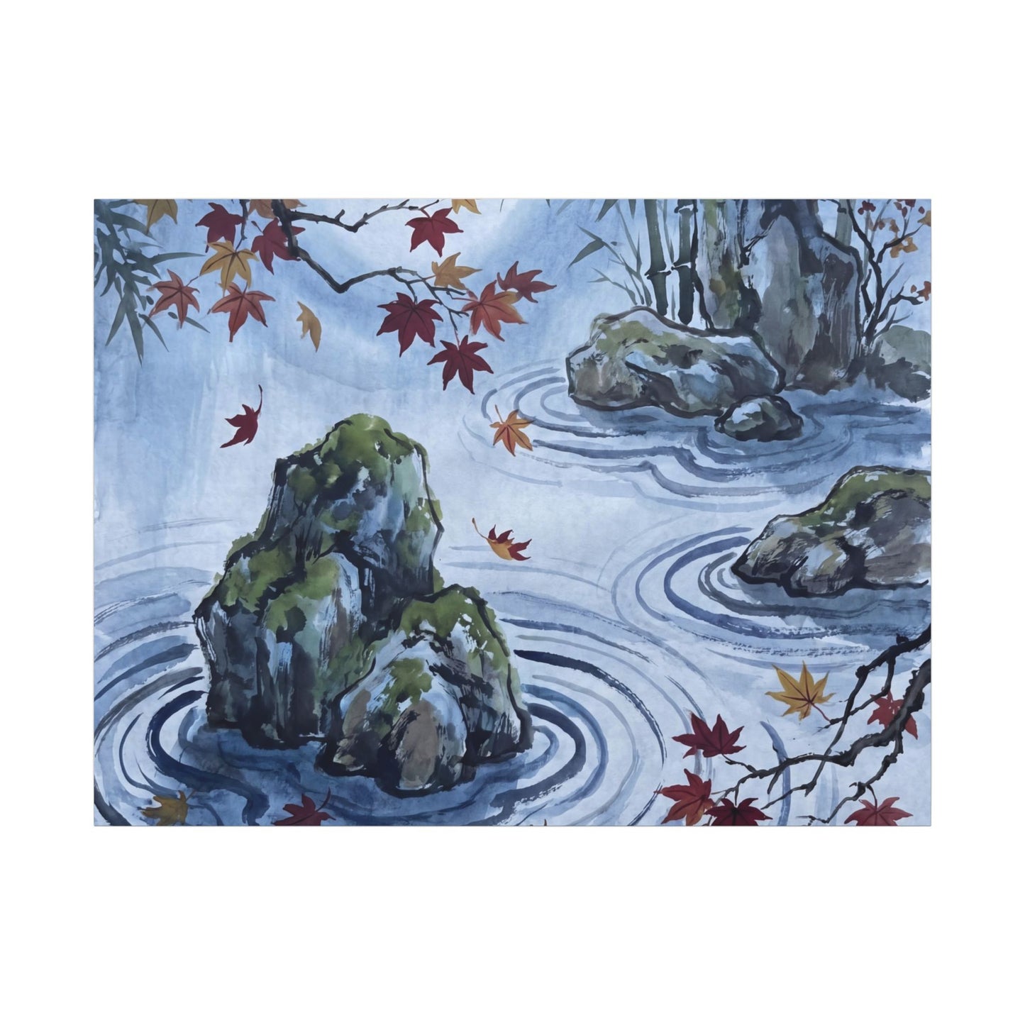 Rock Garden Autumn Canvas Art | Zen Tranquil Design