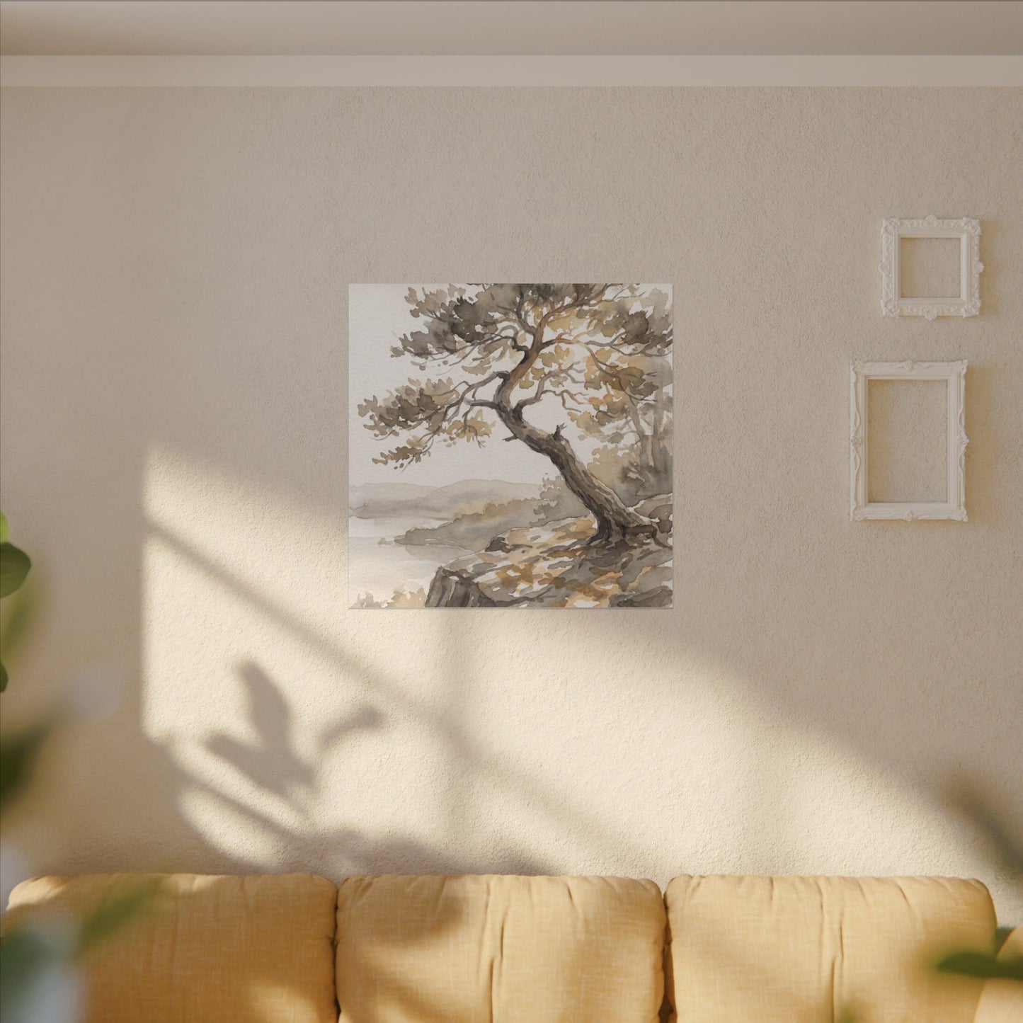 Pine Tree Watercolor Canvas Art | Elegant Japandi Art
