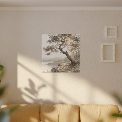 Pine Tree Watercolor Canvas Art | Elegant Japandi Art