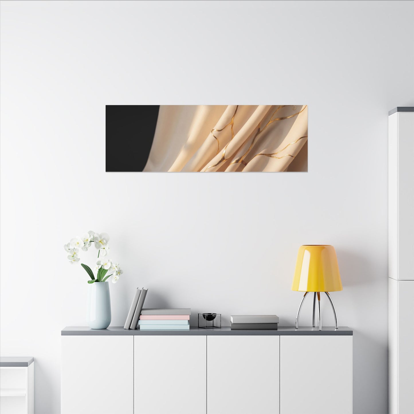 Golden Hour Silk Drape Canvas Art - Kintsugi Fukinsei