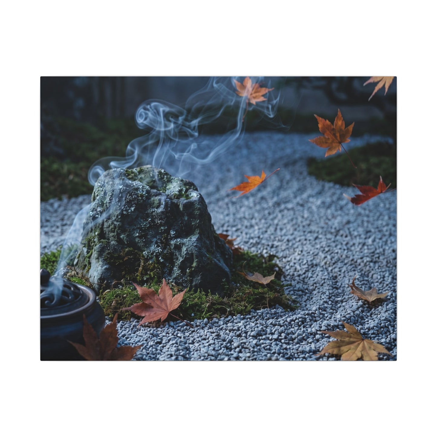 Autumn Incense Smoke Karesansui Canvas Art | Calm Decor