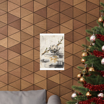 Seijaku Lotus Flower Wall Art Print - Japandi Texture