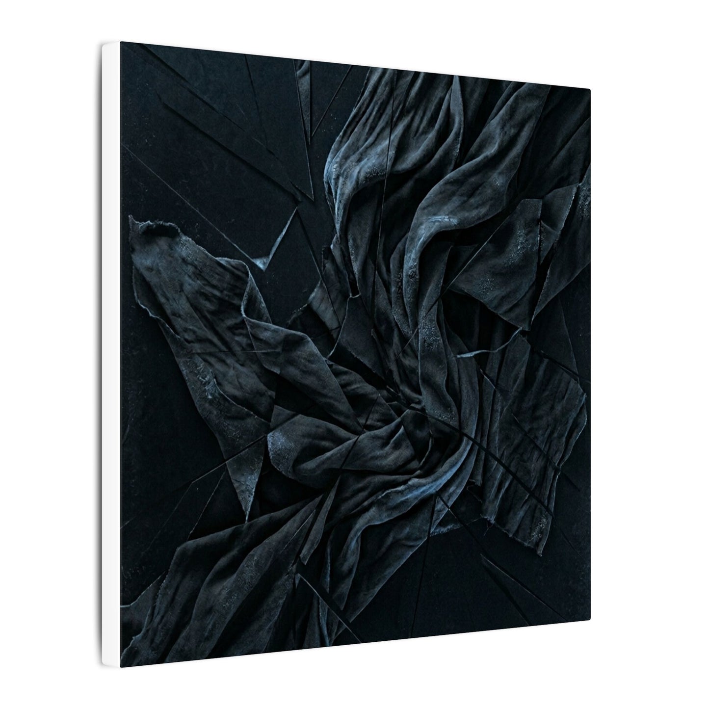 Dark Japandi Silk Drape in Moonlight | Moody Minimal Canvas Art
