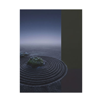 Ma Rock Garden Canvas Art - Dark Japandi Moody Minimal