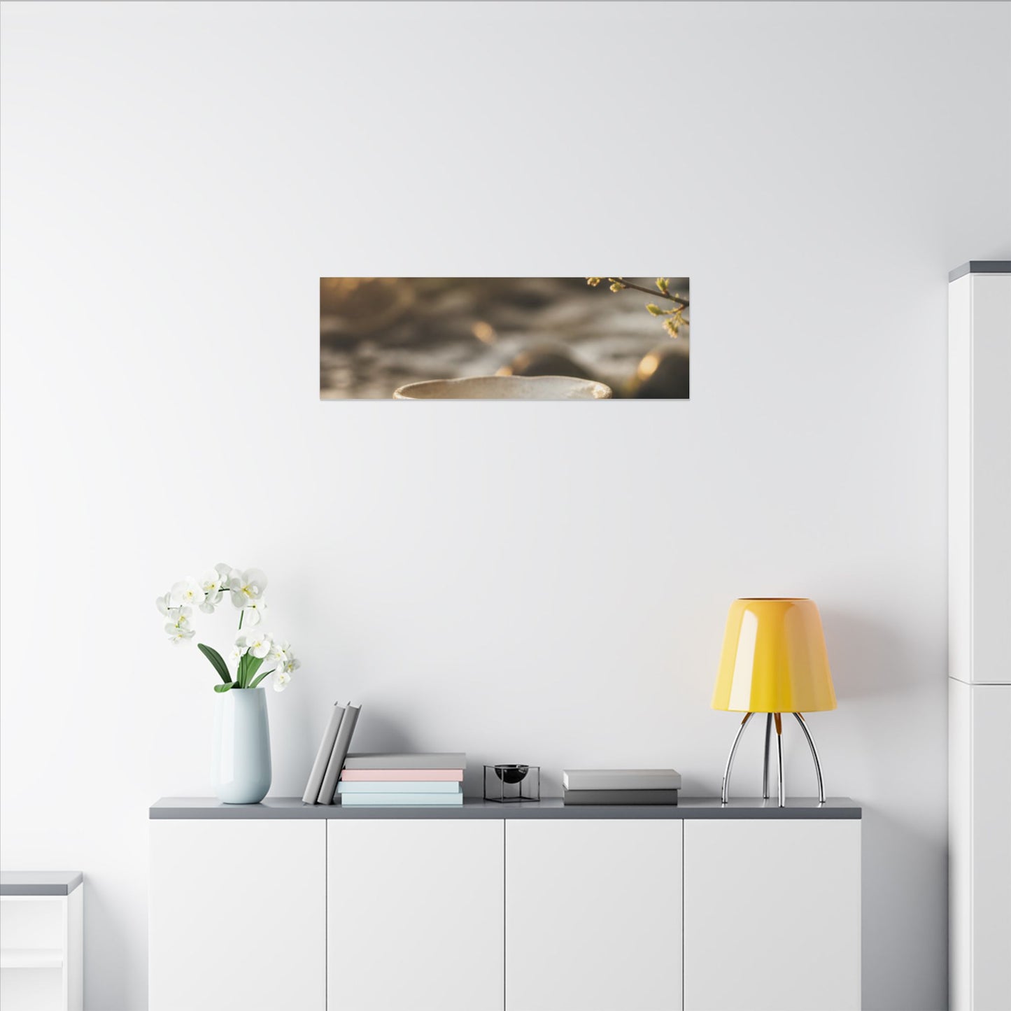 Neutral Ceramic Bowl Canvas Art - Japanese Pattern Japandi