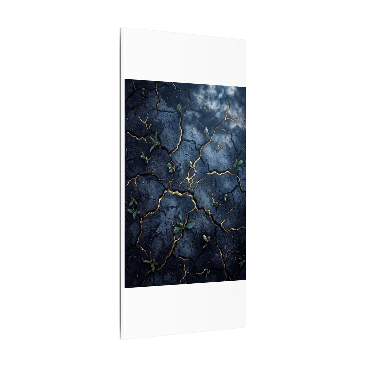 Cracked Earth Spring Canvas Art | Kintsugi Healing Design