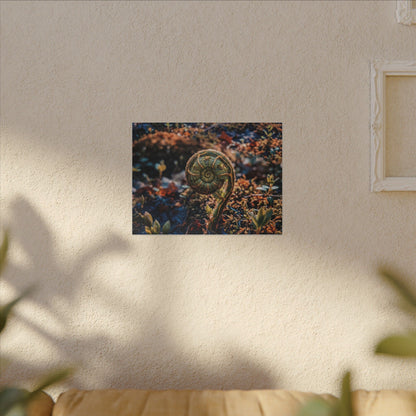 Kintsugi Fern Unfurling in Dappled | Gold Vein Canvas Art
