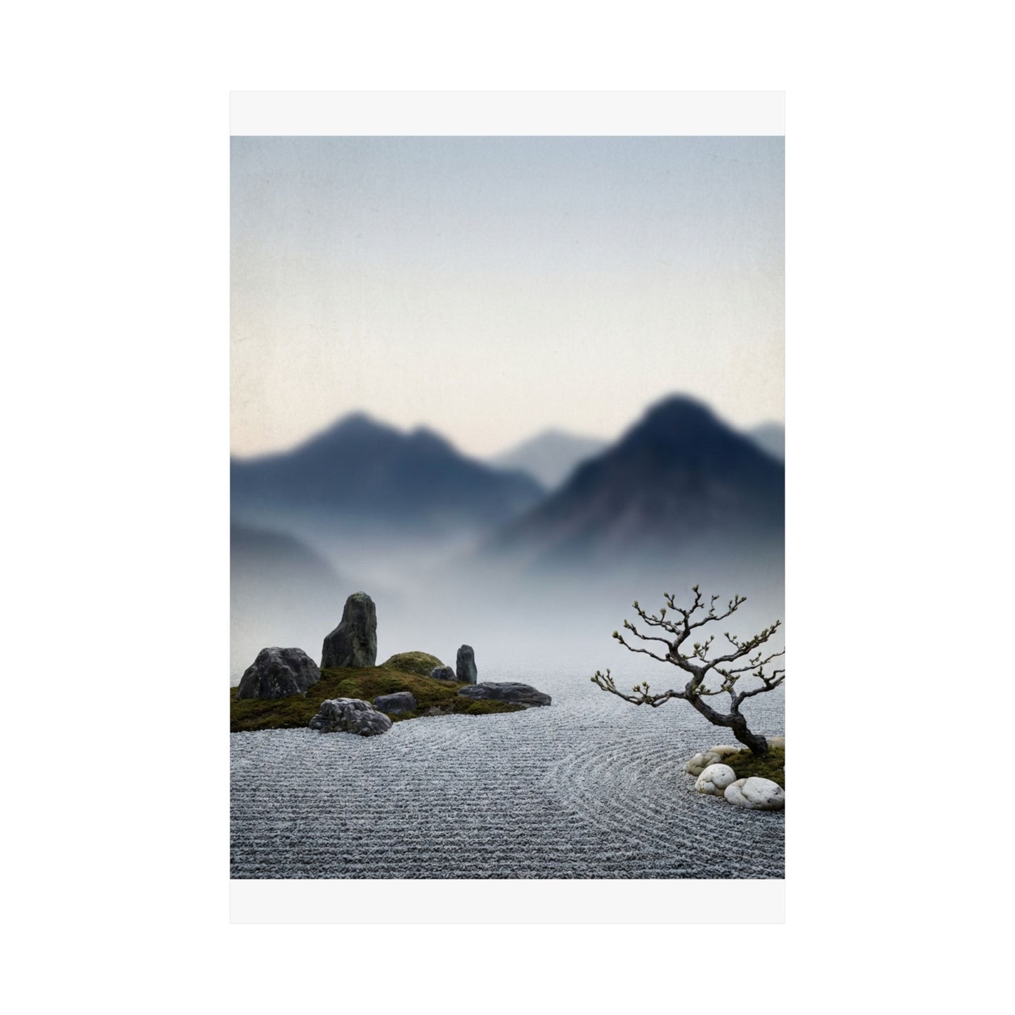 Dawn Mountain Mist Wall Art Print - Zen Shibui