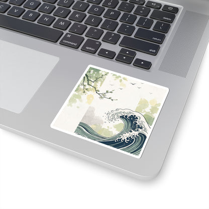 Spring Ocean Wave Ukiyo E Inspired Sticker | Calm Decor