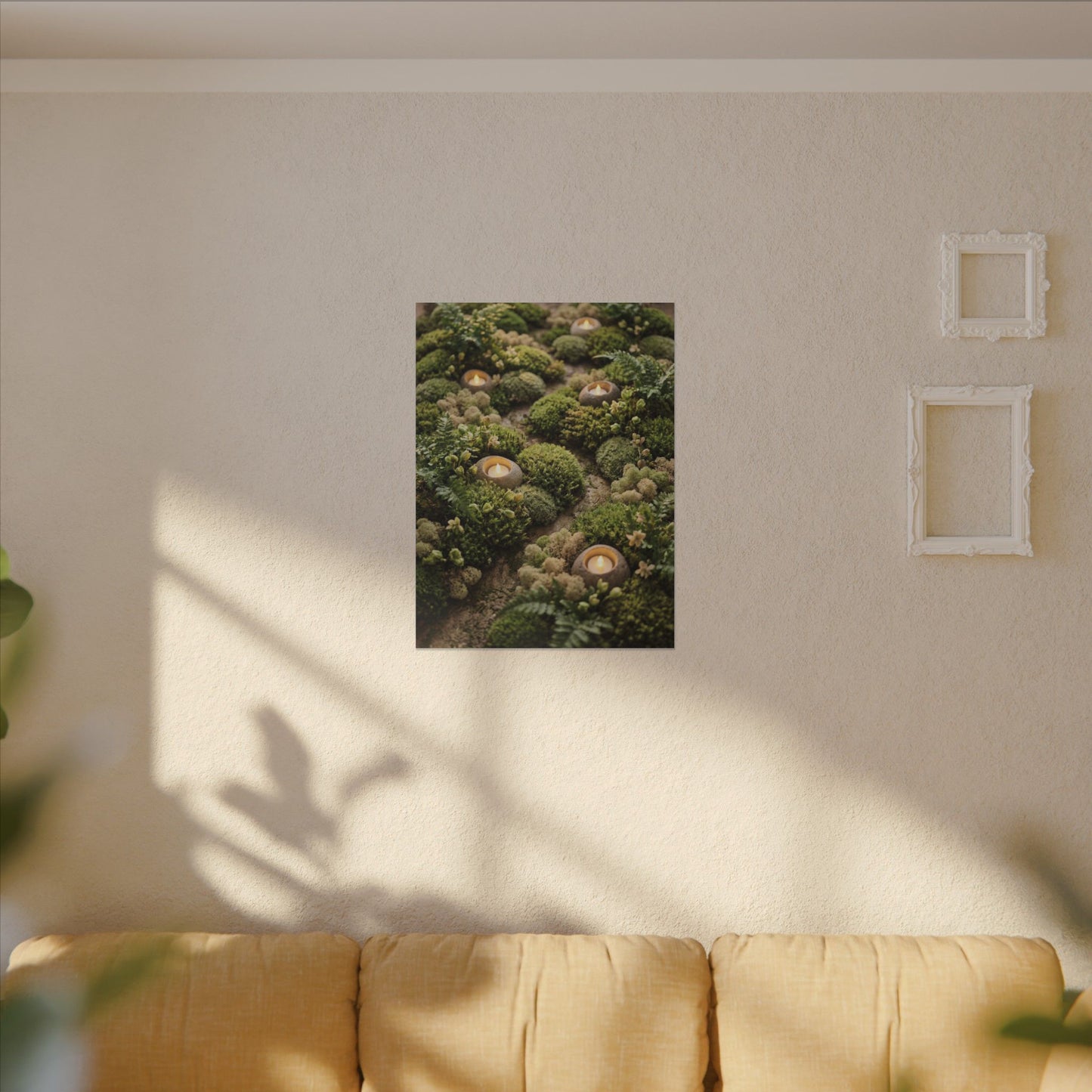 Moss Close Up Japanese Pattern Canvas Art | Neutral Japandi Art