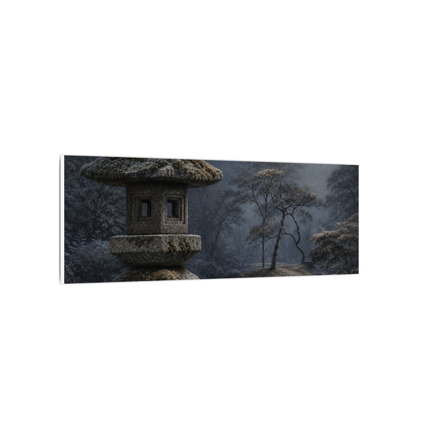 Stone Lantern Canvas Art | Winter Japandi Japanese Pattern Art
