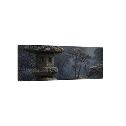 Stone Lantern Canvas Art | Winter Japandi Japanese Pattern Art