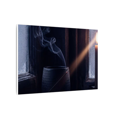 Incense Smoke Winter Canvas Art | Dark Japandi Sophisticated Design
