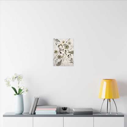 Japandi Dried Flowers in Golden Hour | Japanese Pattern Canvas Art