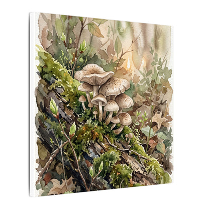 Wild Mushrooms Canvas Art | Spring Japandi Watercolor Art