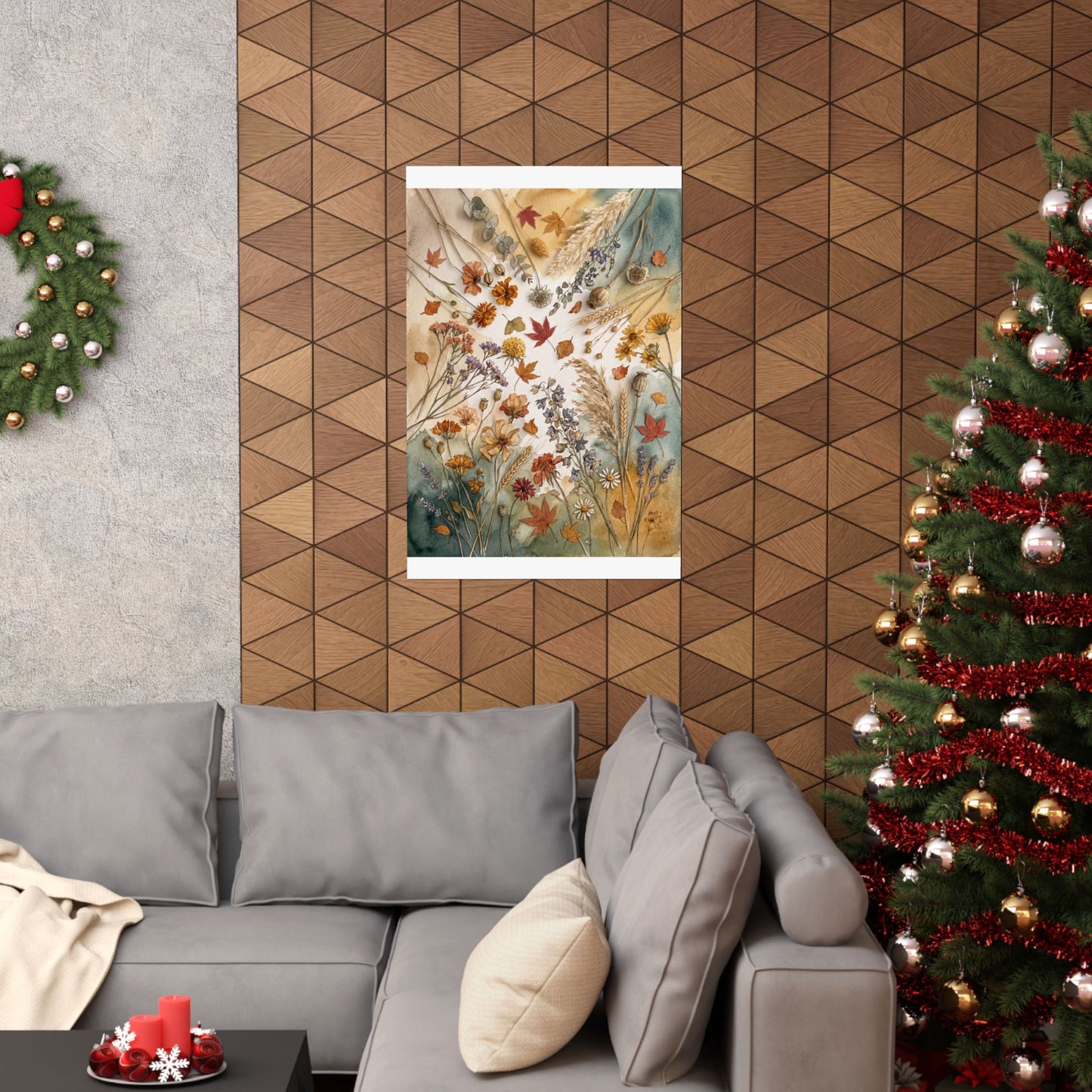 Dried Flowers Wall Art Print | Autumn Japandi Watercolor Art
