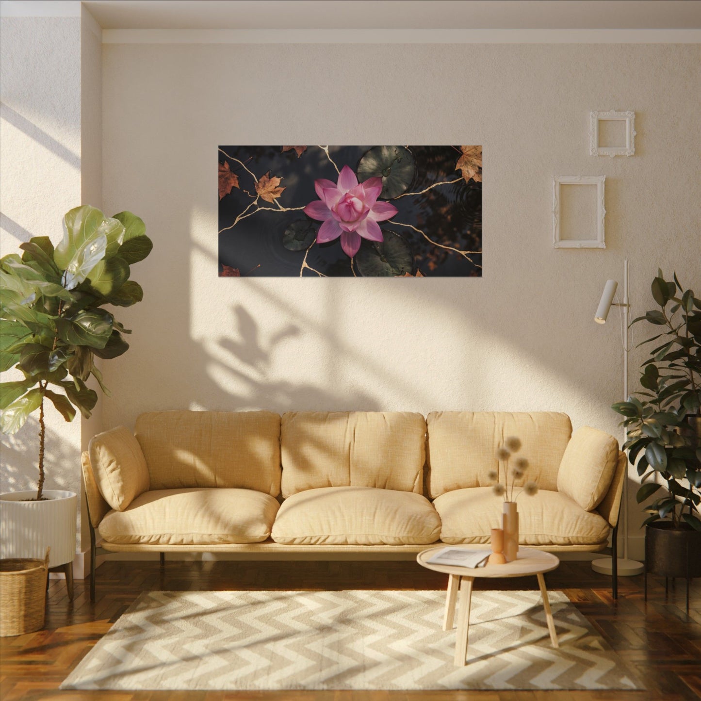 Ma Lotus Flower Canvas Art - Kintsugi Gold Vein