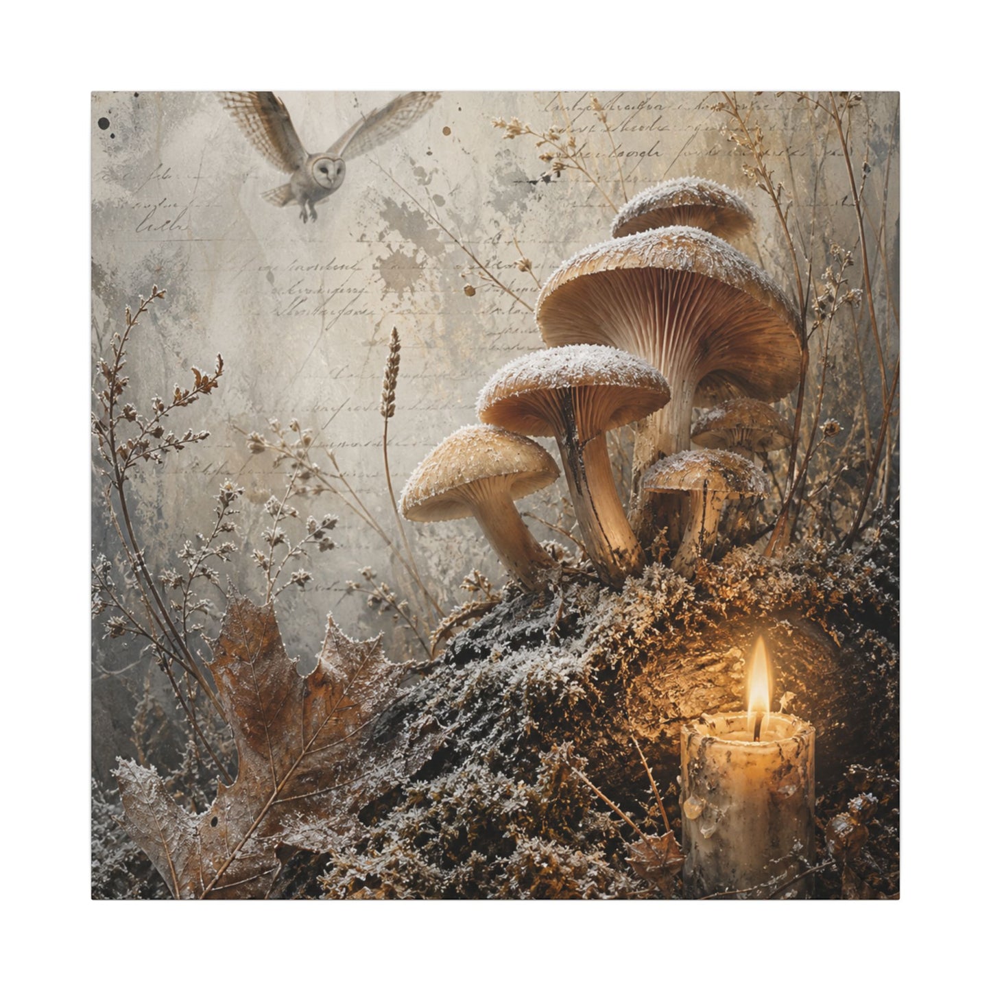 Wild Mushrooms Texture Canvas Art | Elegant Japandi Art