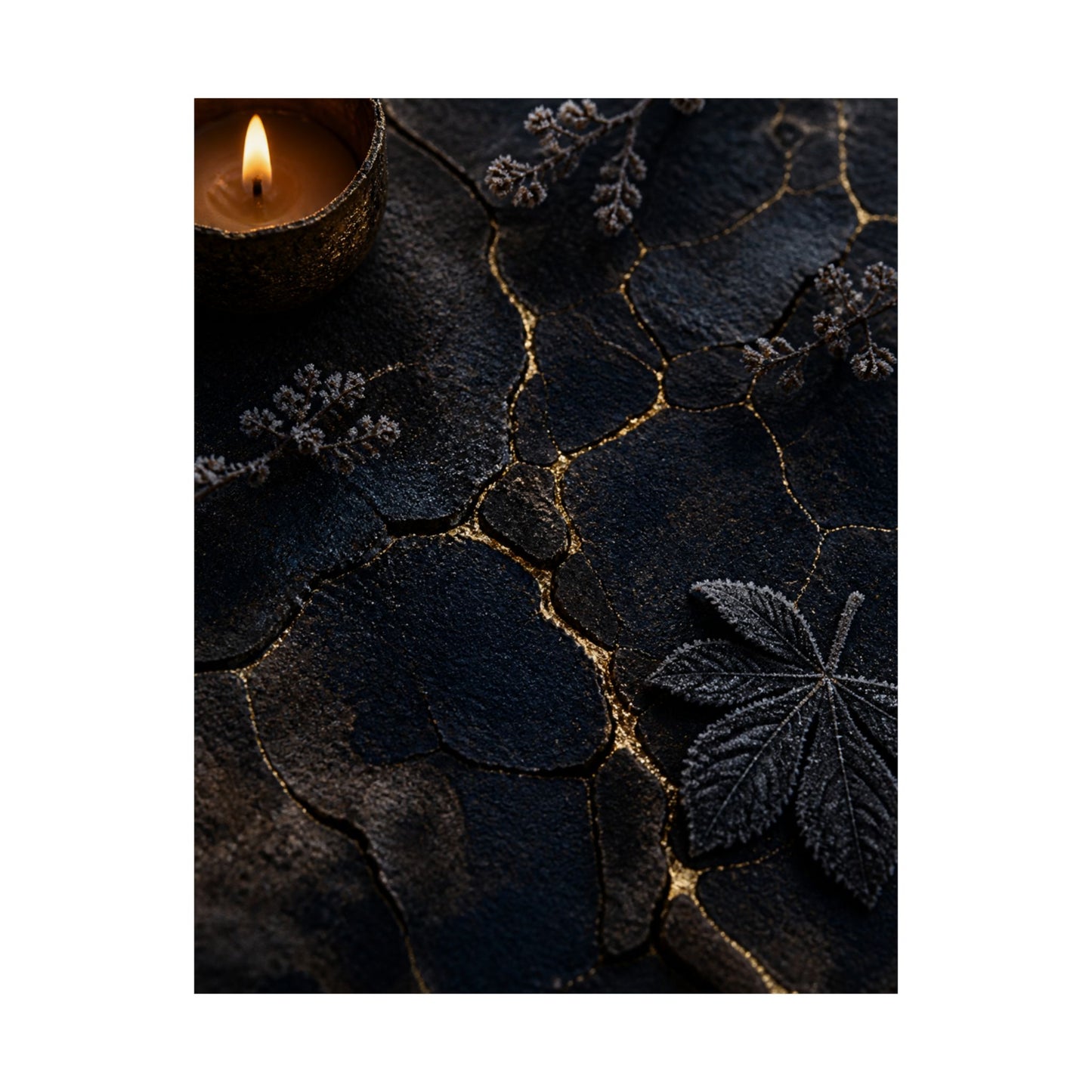 Luxurious Cracked Earth Wall Art Print - Moody Minimal Dark Japandi