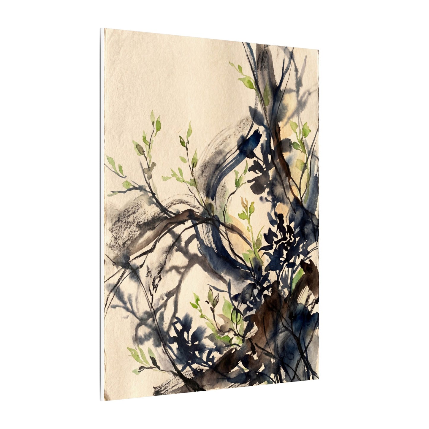 Ma Shadow Play Canvas Art - Dark Japandi Charcoal Ink