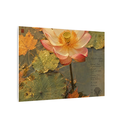 Autumn Lotus Flower Herbarium Canvas Art | Rustic Decor