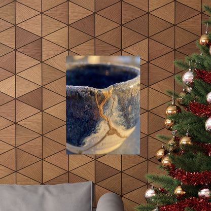 Kintsugi Ceramic Bowl in Golden Hour | Gold Vein Wall Art Print
