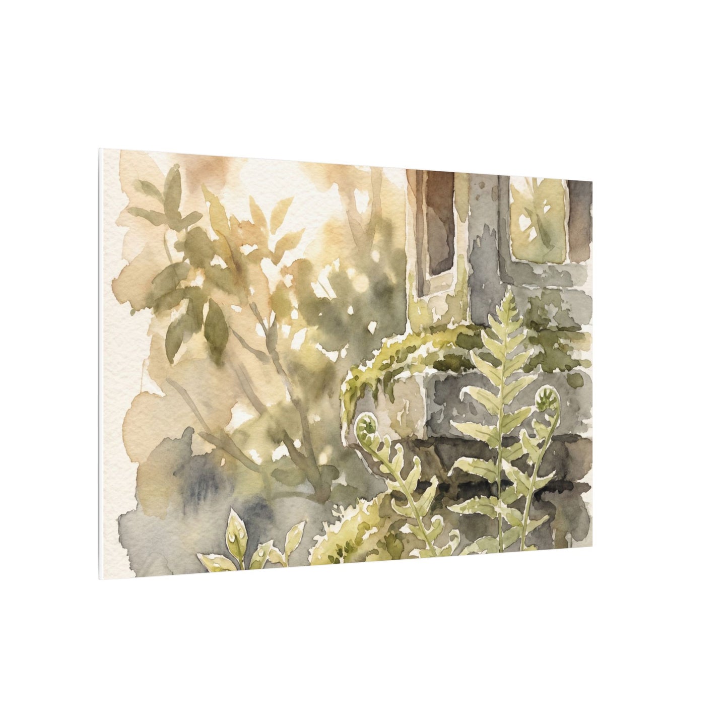 Earthy Stone Lantern Canvas Art - Watercolor Japandi