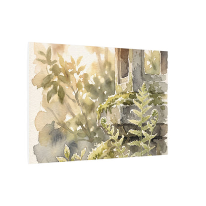 Earthy Stone Lantern Canvas Art - Watercolor Japandi