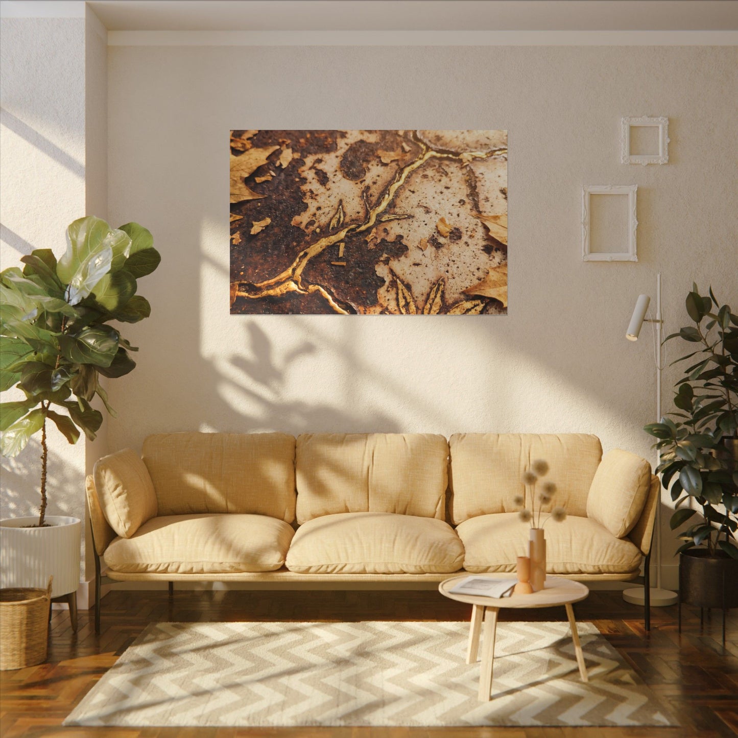 Kintsugi Rust Patina in Golden Hour | Gold Vein Canvas Art